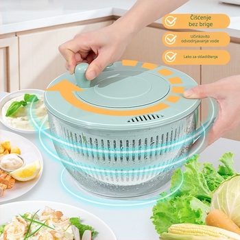 Višenamjenski kuhinjski rezac povrća s ručnim rotirajućim odvodiocem, PET/ABS materijal, moguć tisak logotipa, lansiran 2024.
