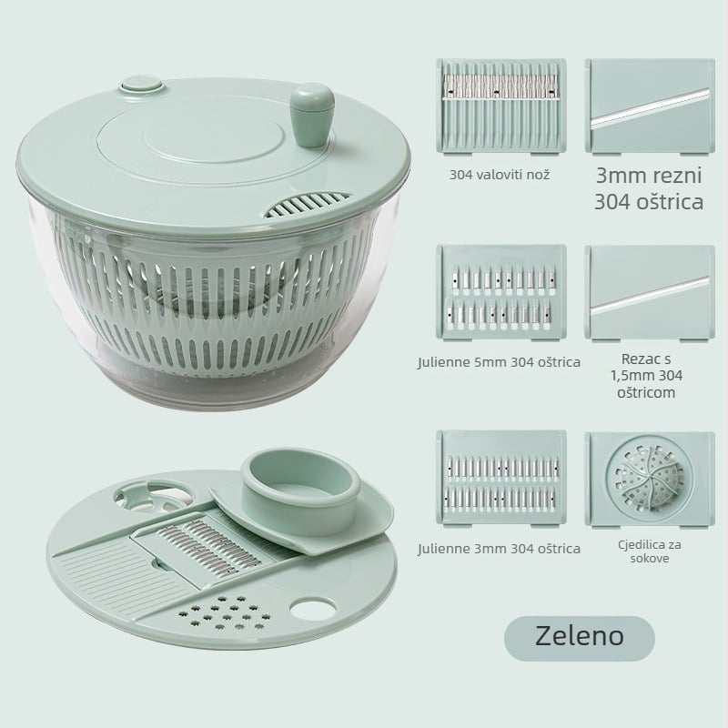 Višenamjenski kuhinjski rezac povrća s ručnim rotirajućim odvodiocem, PET/ABS materijal, moguć tisak logotipa, lansiran 2024.