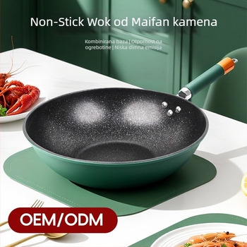 Wok od rafiniranog željeza s ne-prijanjajućim premazom (Debljina dna povećana; Kompatibilan s indukcijskom i plinskom pločom; Težina 1,2 kg)