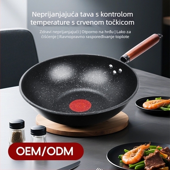 Wok tiganj s nelepivim premazom, rafinirano željezo, višeslojno dno, dubina 8 cm, težina 1,5 kg