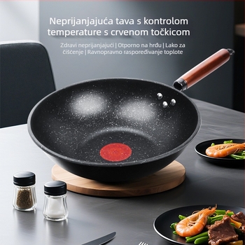 Wok tiganj s nelepivim premazom, rafinirano željezo, višeslojno dno, dubina 8 cm, težina 1,5 kg