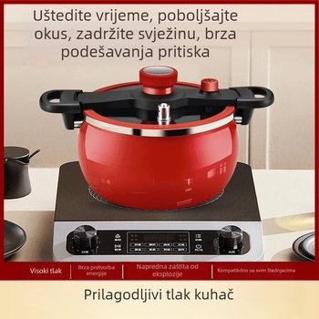 Emajlirani lonac za juhu od željeza s dvostrukim ručkama, kapacitet 5 L ili više, stakleni poklopac, kompatibilan s plinskim i indukcijskim pločama