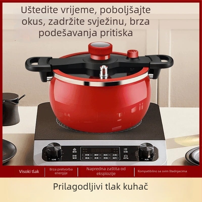 Emajlirani lonac za juhu od željeza s dvostrukim ručkama, kapacitet 5 L ili više, stakleni poklopac, kompatibilan s plinskim i indukcijskim pločama