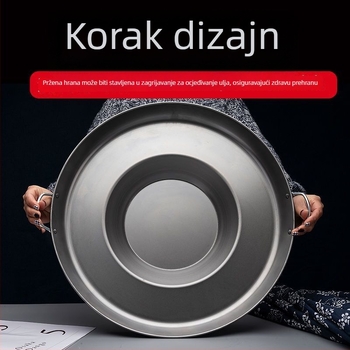 Wok tiganj s konkavnim dnom, od rafiniranog željeza, bez premaza, poklopac od nehrđajućeg čelika