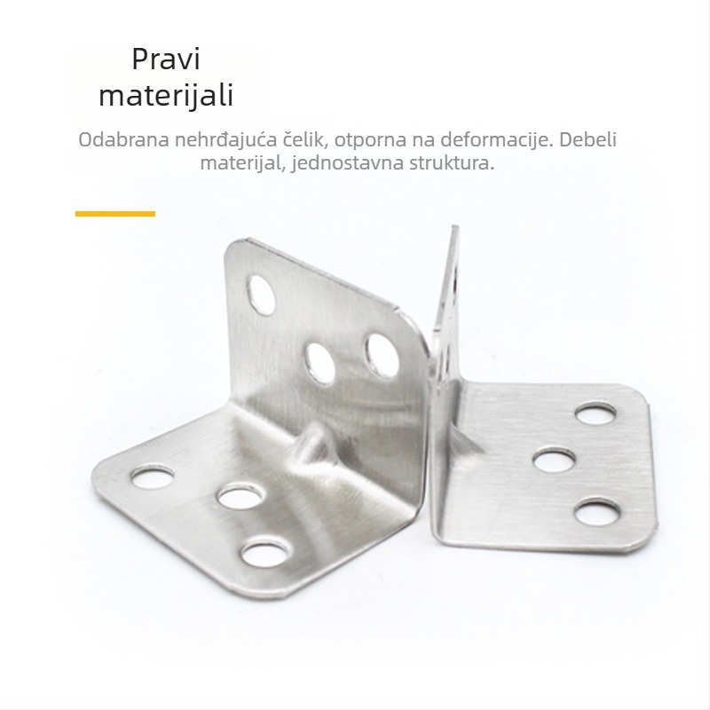 Nehrđajući čelik, 90° L‑kutni držač za namještaj – brušena površina, za kutove polica i stolova