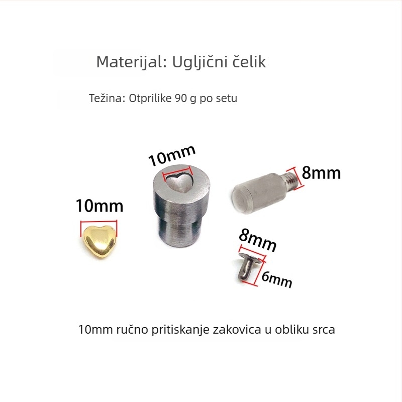 Oblik srca za pritiskanje zakovica od kože – DIY, pogodna za cipele, šešire, kaiševe, torbe i odjeću
