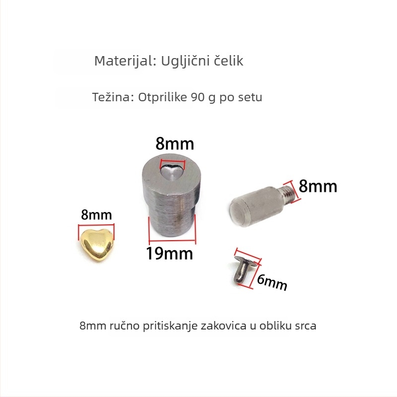 Oblik srca za pritiskanje zakovica od kože – DIY, pogodna za cipele, šešire, kaiševe, torbe i odjeću