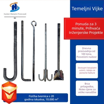 Huilin sidreni vijci za dizalice: oblici 7 i 9, L-oblik, M2416 ugrađeni vijci; Q235 ugljični čelik; čvrstoća 12.9; međunarodni standard; klasa A