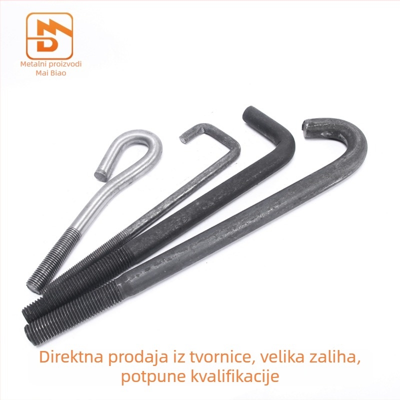 Sidreni vijak s L-tipom zavarenom pločom, Q235 ugljična čelika, čvrstoćna klasa 4.8, standard JIS B1178-2009, klasa A