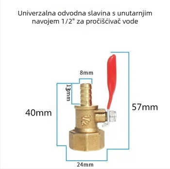 Ventil za ispuštanje vode za uređaj za pročišćavanje vode, integrirani kuglični ventil od bakra i nehrđajućeg čelika s navojnim spojem, dizajn s jednim spojem, atmosferski tlak, prilagodljiva obrada