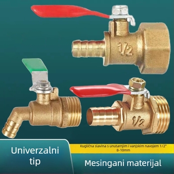 Ventil za ispuštanje vode za uređaj za pročišćavanje vode, integrirani kuglični ventil od bakra i nehrđajućeg čelika s navojnim spojem, dizajn s jednim spojem, atmosferski tlak, prilagodljiva obrada