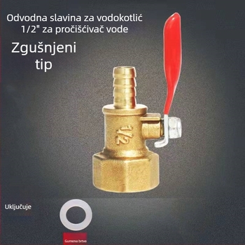 Ventil za ispuštanje vode za uređaj za pročišćavanje vode, integrirani kuglični ventil od bakra i nehrđajućeg čelika s navojnim spojem, dizajn s jednim spojem, atmosferski tlak, prilagodljiva obrada