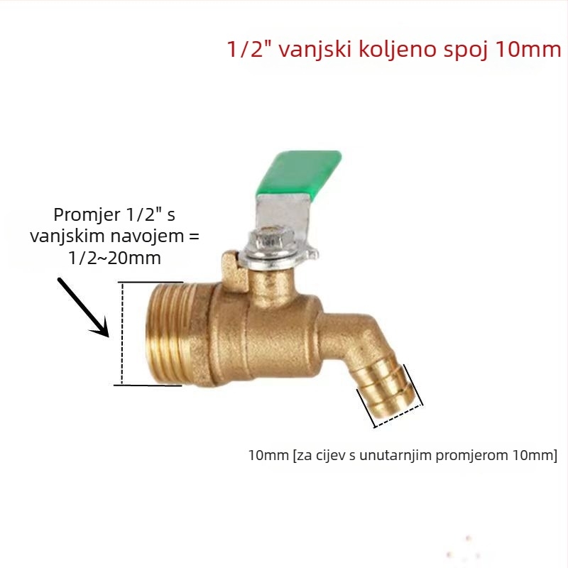 Ventil za ispuštanje vode za uređaj za pročišćavanje vode, integrirani kuglični ventil od bakra i nehrđajućeg čelika s navojnim spojem, dizajn s jednim spojem, atmosferski tlak, prilagodljiva obrada