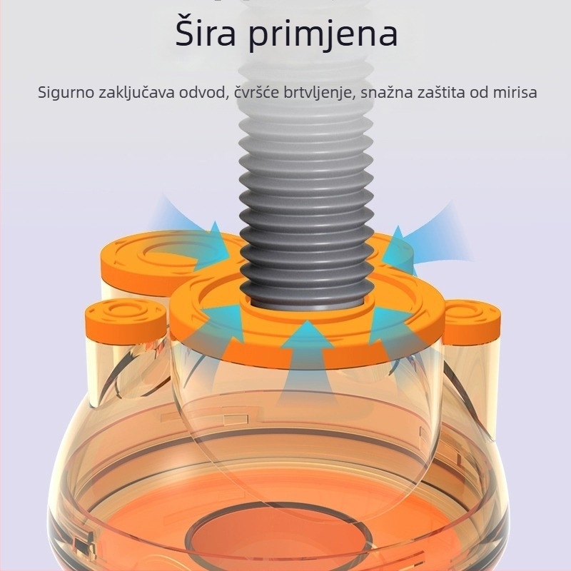 Kuhinjska brtva za odvod s tri glave protiv mirisa, ABS materijal, model 001, moderni minimalistički stil.