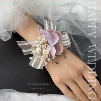 Narukvica za djeveruše sa svilenim cvjetom, poklon za školskog prijatelja, univerzalni stil