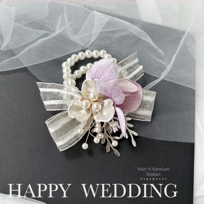 Narukvica za djeveruše sa svilenim cvjetom, poklon za školskog prijatelja, univerzalni stil