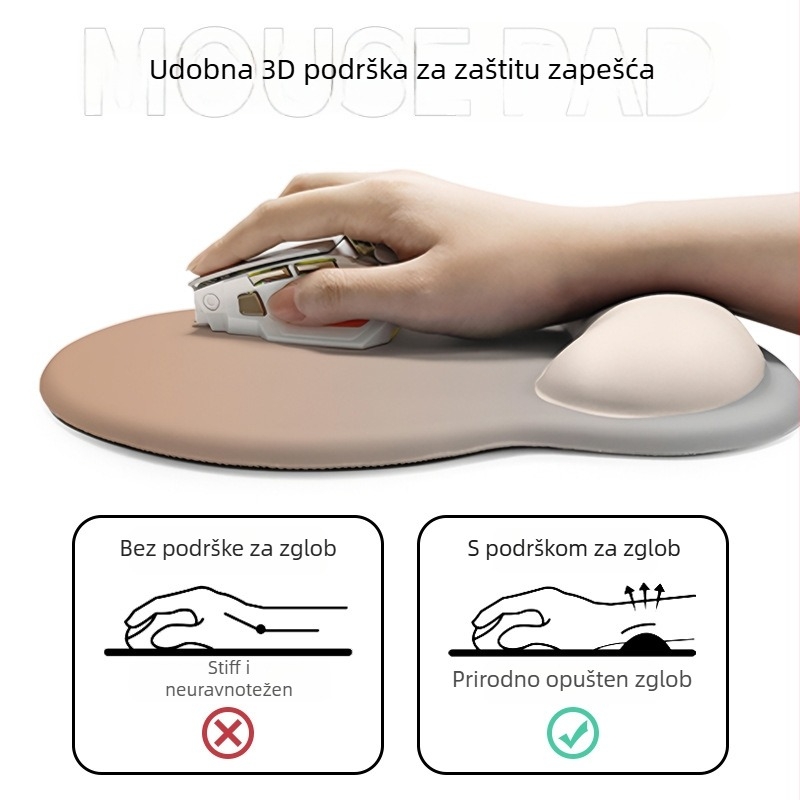 Jednostrana podloga za miš s podrškom za zglob od silikona, protuklizna gumena podloga, jednostrana, crtani dizajn