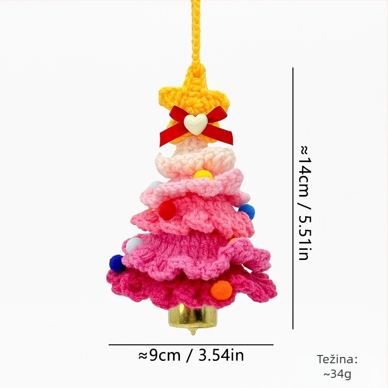 Božićni ručno pleteni vuneni ukras za automobil sa zvončićem, prilagodljiv; Materijal: vuna; Pakiranje: Opp bag; Marke: Wooden knitting