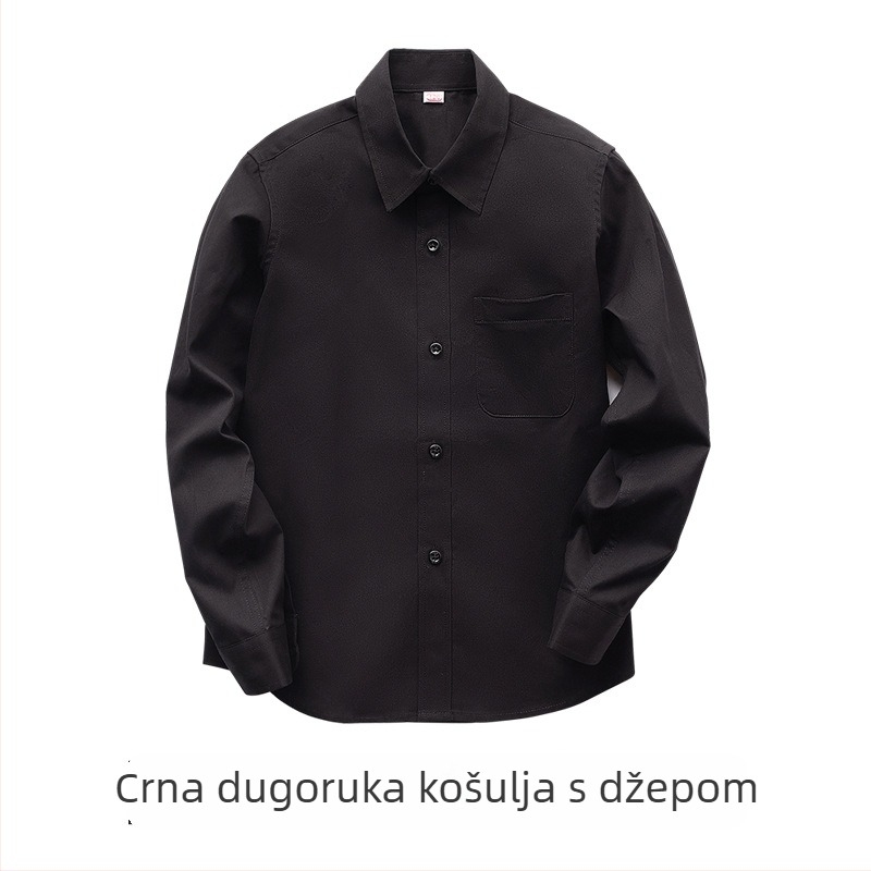 Dječja košulja za dječake, dugi rukav, rever ovratnik, 100% pamuk, jednobojna, za dječake srednje škole, proljeće i jesen