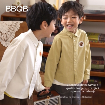 Dječja košulja s reverom, 100% pamuk, dugi rukav, unisex, proljeće i jesen