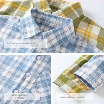 Dječja košulja s dugim rukavima, unisex, ovratnik lapel, cartoon uzorak, 100% pamuk