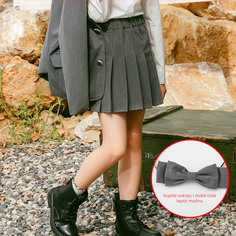 Dječji kratki kaput od pamukasto-mješane tkanine, s reverom (lapel), jednostruko zatvaranje na gumbe, jednobojan, dugi rukavi, za djecu iznad 8 godina (visina >140 cm), školski stil.