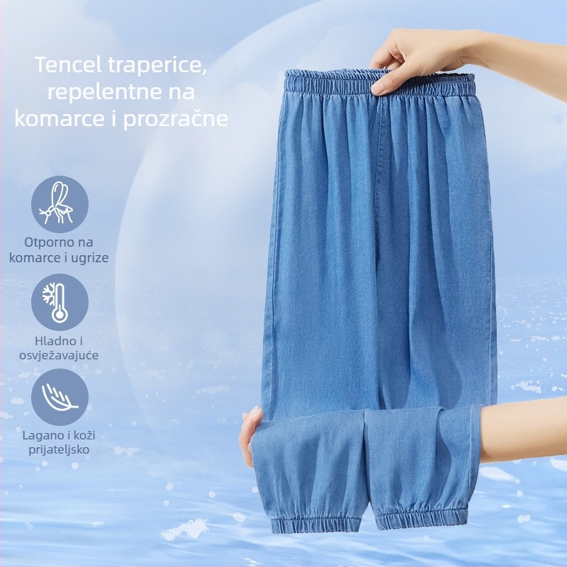 Chlapčeve hlače protiv komaraca od Lyocell-a, casual sportski stil, elastični pojas, dužina 9/10, ljeto