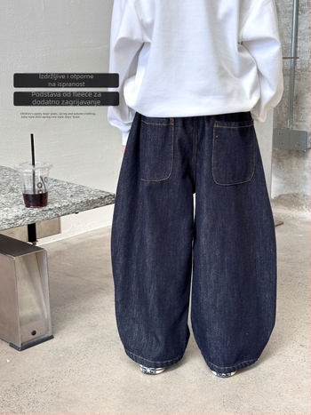 Traperice za dječake s flis podstavom, zimske, ravni kroj, 81% pamuka, Michael marka