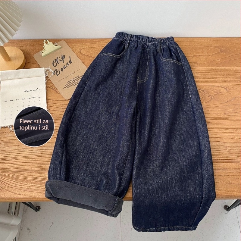 Traperice za dječake s flis podstavom, zimske, ravni kroj, 81% pamuka, Michael marka