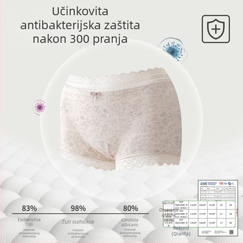Ženske gaćice od pamuka s cvjetnim uzorkom i čipkom na rubu, podstavljena mulberry svilom, prozračne