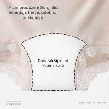 Ženske gaćice od pamuka s cvjetnim uzorkom i čipkom na rubu, podstavljena mulberry svilom, prozračne