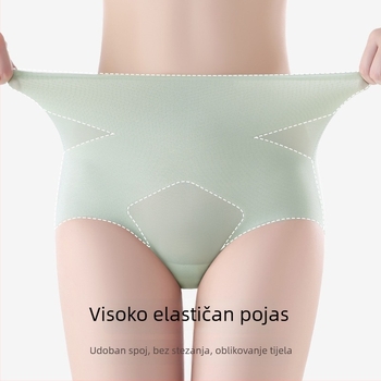 Ženske gaćice s visokim strukom, prozračne Ice Silk, podizanje stražnjice, antibakterijske, podstava prepona od Mulberry svile