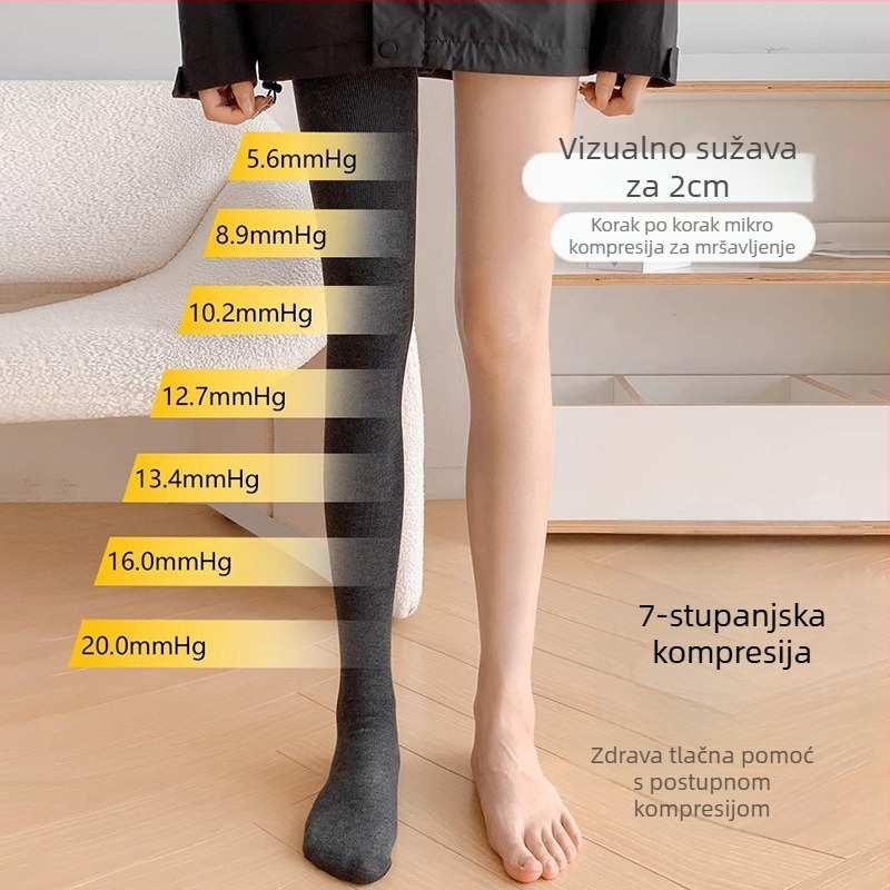 Ženske hlačne tajice s vertikalnim prugama za proljeće i jesen, s nogom, pamuk smjesa, flek podstava, ribani pleteni, jedinstven komad