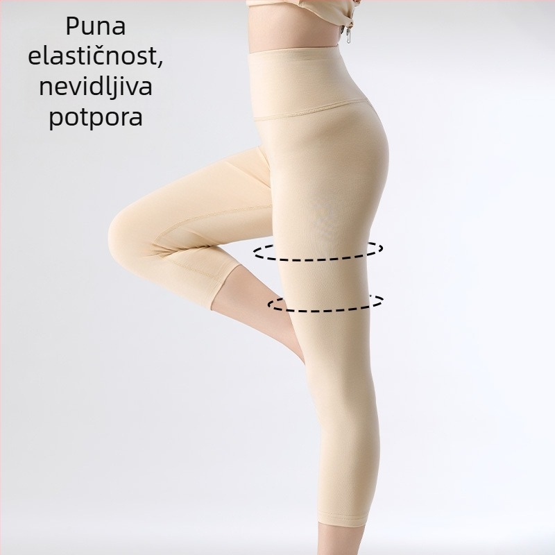 Ženske pamukaste skraćene termo legice - visok struk, kontrola trbuha, podizanje stražnjice, prozračnost i toplina