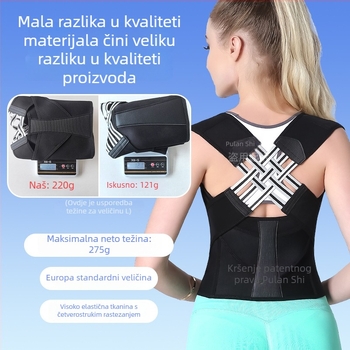 Odrasli nevidljivi korektor držanja leđa, podesiva potpora, FDA certificirana ortoza