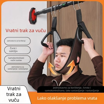Kućni vratni trakcijski pojas – model 001, od čelične cijevi i PVC-a, pogodan za masažu i fitness, prilagodljiv