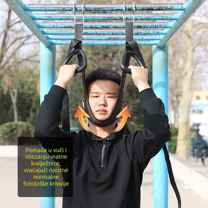 Kućni vratni trakcijski pojas – model 001, od čelične cijevi i PVC-a, pogodan za masažu i fitness, prilagodljiv