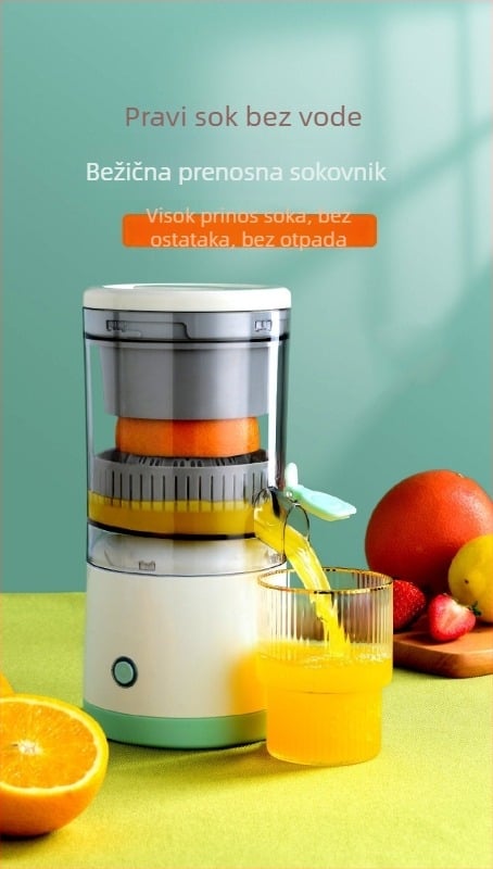 Prijenosni stroj za cijeđenje s ugrađenom baterijom, 18000 rpm, 150 W, kapacitet do 400 ml, vertikalna vijčana oštrica