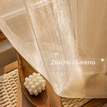 Poliester zavjesa s čipkom i vezom, francuski stil; prozračna za dnevni boravak, spavaću sobu i balkon; ključne značajke: materijal poliester; tehnike: čipka, vez, jacquard, warp knitting