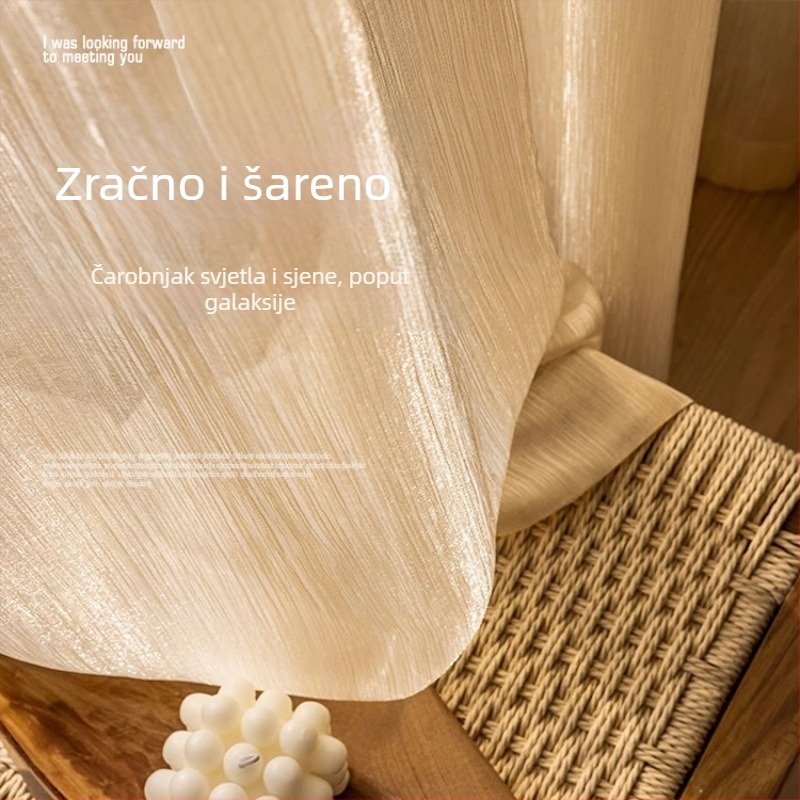 Poliester zavjesa s čipkom i vezom, francuski stil; prozračna za dnevni boravak, spavaću sobu i balkon; ključne značajke: materijal poliester; tehnike: čipka, vez, jacquard, warp knitting