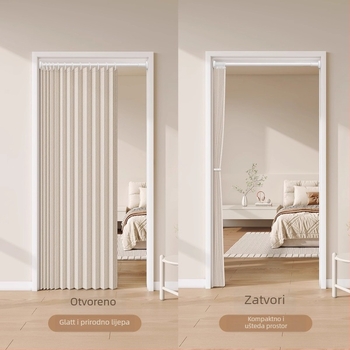 Zavjesa za vrata od platna za dnevnu, spavaću i kuhinju — imitacija lana, IN stil, jednobojna