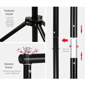 Medole MD88 pozadinski stalak s metalnim okvirom za fotografiju i video, pogodan za odjevne fotografije; uključuje okvir pozadine i torbu za pohranu