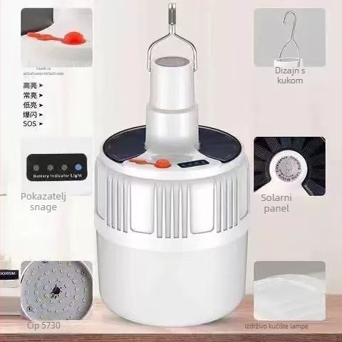 Solarna punjiva LED žarulja s daljinskim upravljačem, E14 utičnica, IP44, 50 lm, ugrađena litijska baterija