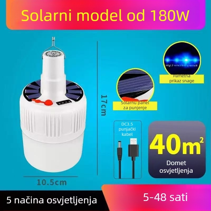 Solarna punjiva LED žarulja s daljinskim upravljačem, E14 utičnica, IP44, 50 lm, ugrađena litijska baterija