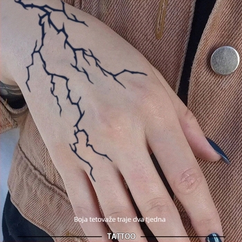 Privremena tetovažna naljepnica za stražnju stranu šake s realističnim uzorkom munje, vodootporna, otporna na trenje, polupermanentna