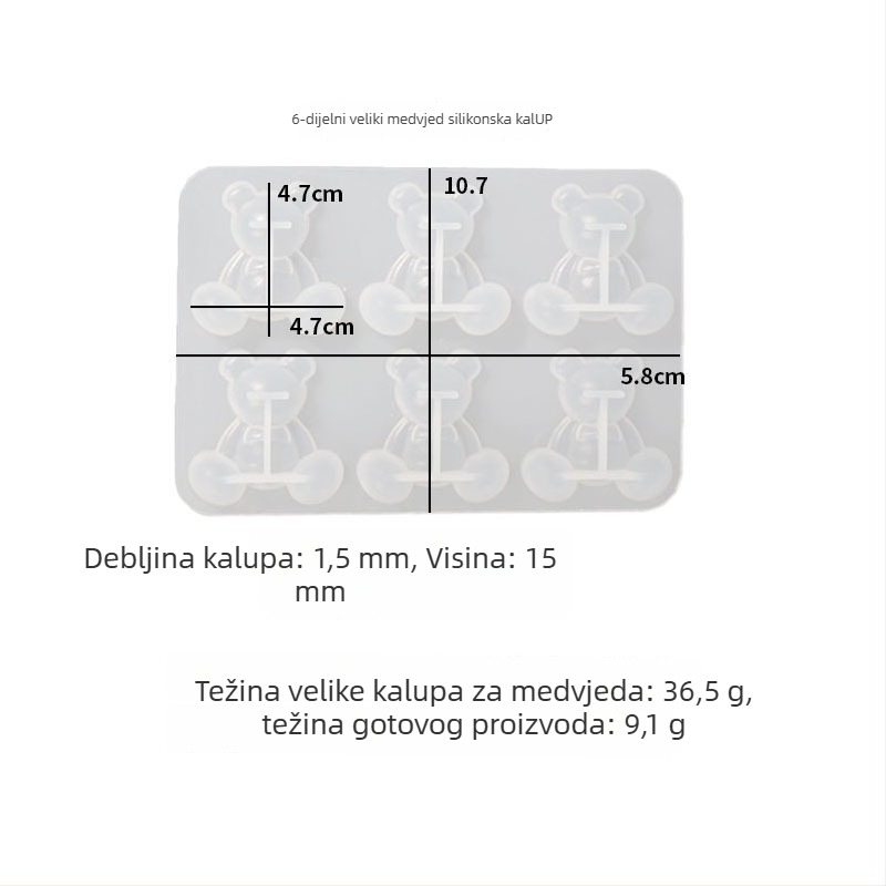 Silikonska kalup u obliku medvjeda za bombone i deserte – nepravilan oblik, silikon, kalup