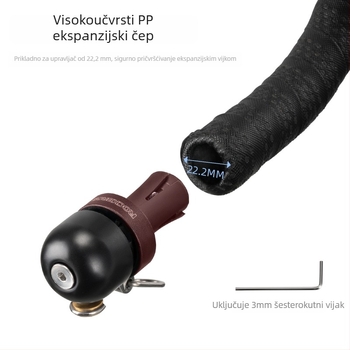 Zvončić za upravljač cestovnog bicikla s zakrivljenim umetkom, ROCKBROS, kućište zvončića od bakarno-izljevane legure + aluminijska osnova + plastični umetak, univerzalno