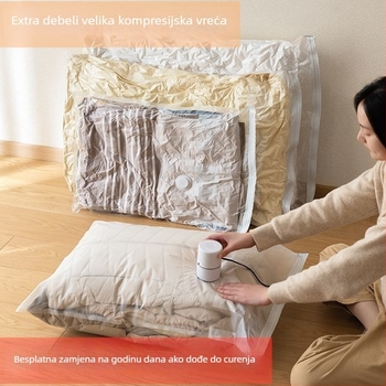 Vakumska vrećica za kompresiju za odjeću i poplun, debeli dizajn, model 2023, bez pumpe
