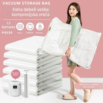Vakumska vrećica za kompresiju za odjeću i poplun, debeli dizajn, model 2023, bez pumpe