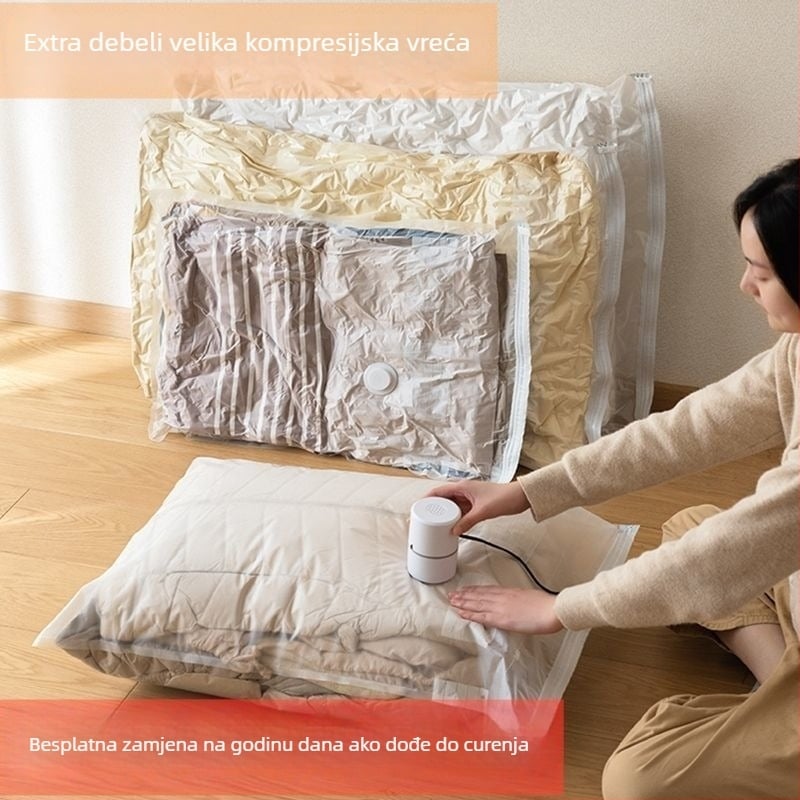 Vakumska vrećica za kompresiju za odjeću i poplun, debeli dizajn, model 2023, bez pumpe